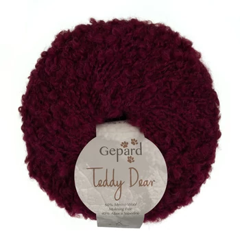 gepard teddy dear bukle boucle fonal termeszetes piros meggy