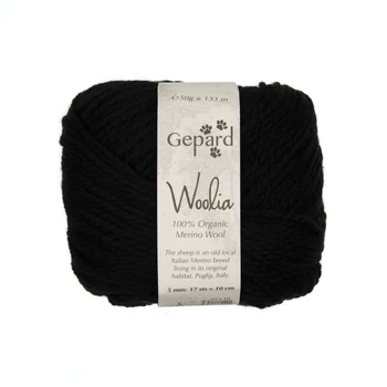gepard woolia organikus merinoi gyapju fonal közepes vastagsagu fekete noir black