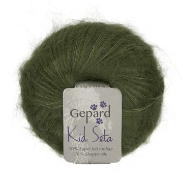 gepard kid seta moher fonal oliva zöld selyem mohair