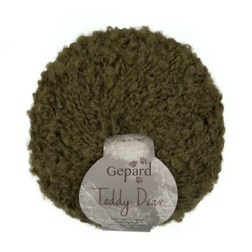 gepard teddy dear bukle boucle fonal termeszetes oliva zold